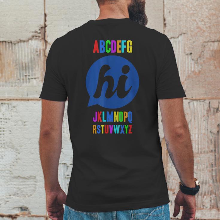 Funny Spelling School Starter Alphabet Abc Says Hi Mens Back Print T-shirt Funny Gifts