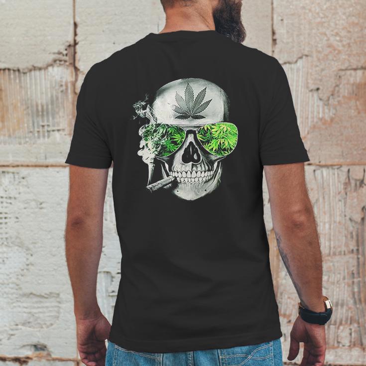 Funny Style Cannabis Marijuana Skull Mens Mens Back Print T-shirt Funny Gifts