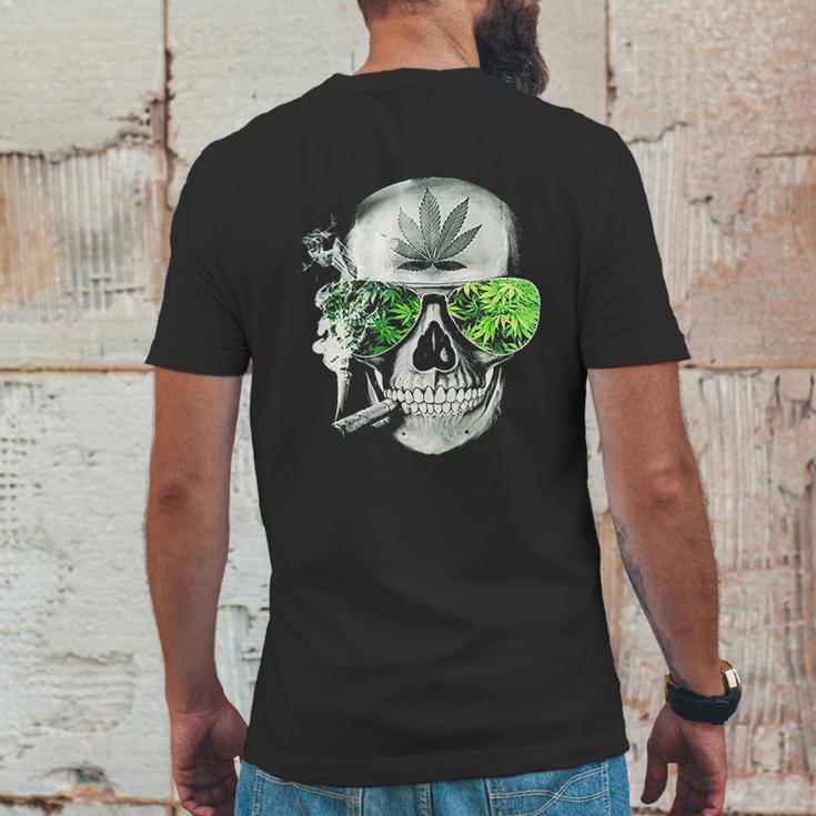 Funny Style Weed Cannabis Marijuana Smoking Skull Mens Back Print T-shirt Funny Gifts