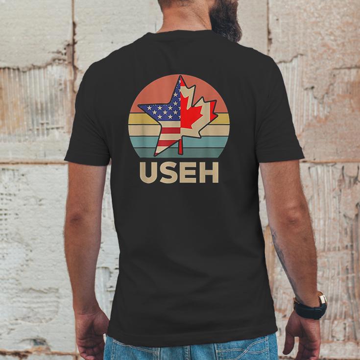 Funny Useh America Canada Flag American Mens Back Print T-shirt Funny Gifts