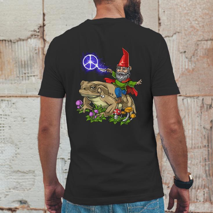 Gnome Riding Frog Hippie Peace Fantasy Psychedelic Forest Mens Back Print T-shirt Funny Gifts