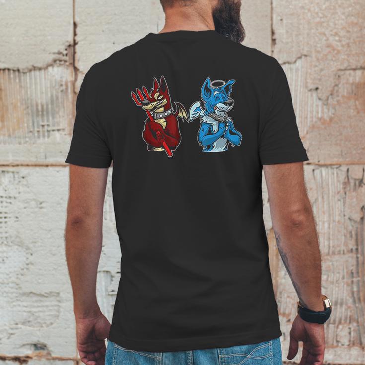 Good Vs Evil Doberman Pinscher Wolf Dog Furry Mens Back Print T-shirt Funny Gifts