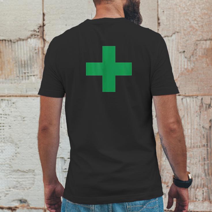 Green Medical Marijuana Cross Symbol Medicine Mens Back Print T-shirt Funny Gifts