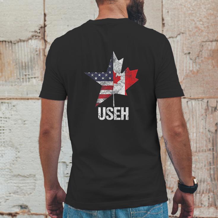 Half Canadian American Useh Canada Usa Flag United States Mens Back Print T-shirt Funny Gifts