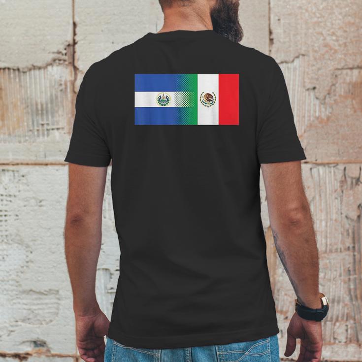 Half Mexican Half Salvadorian Flag Mexico El Salvador Mens Back Print T-shirt Funny Gifts