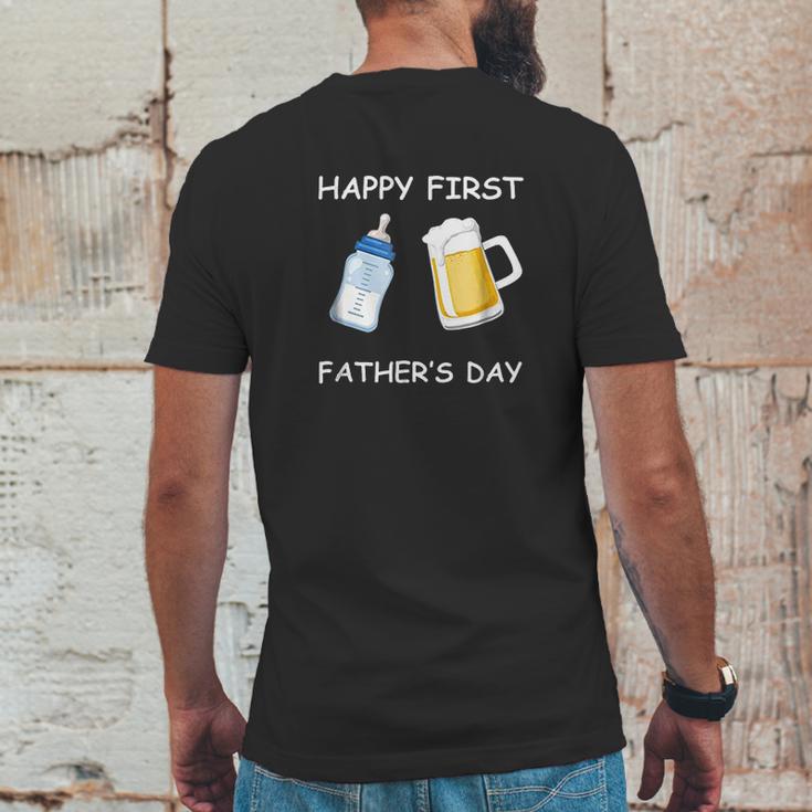 Happy First Fathers Day Funny Emoji Men Gift Mens Back Print T-shirt Funny Gifts