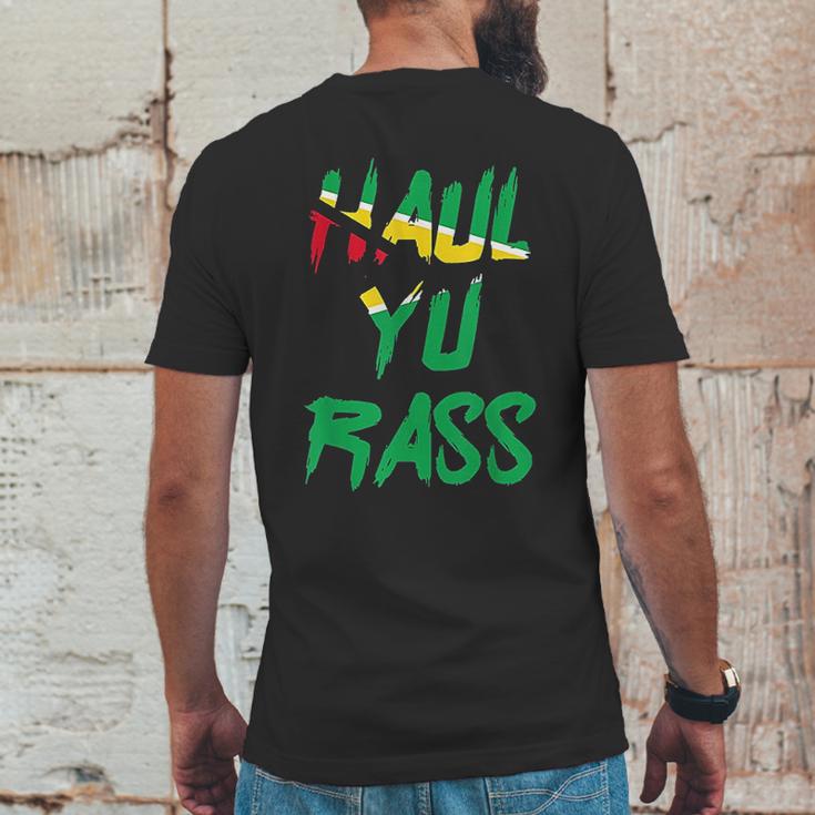 Haul Yu Rass Guyanese Guyana Afro Pride Creole Mens Back Print T-shirt Funny Gifts