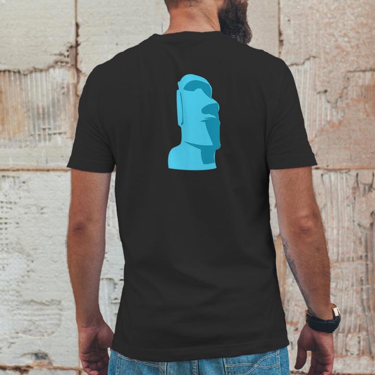 Hawaiian Luau Blue Moai Easter Island Tiki Mens Back Print T-shirt Funny Gifts