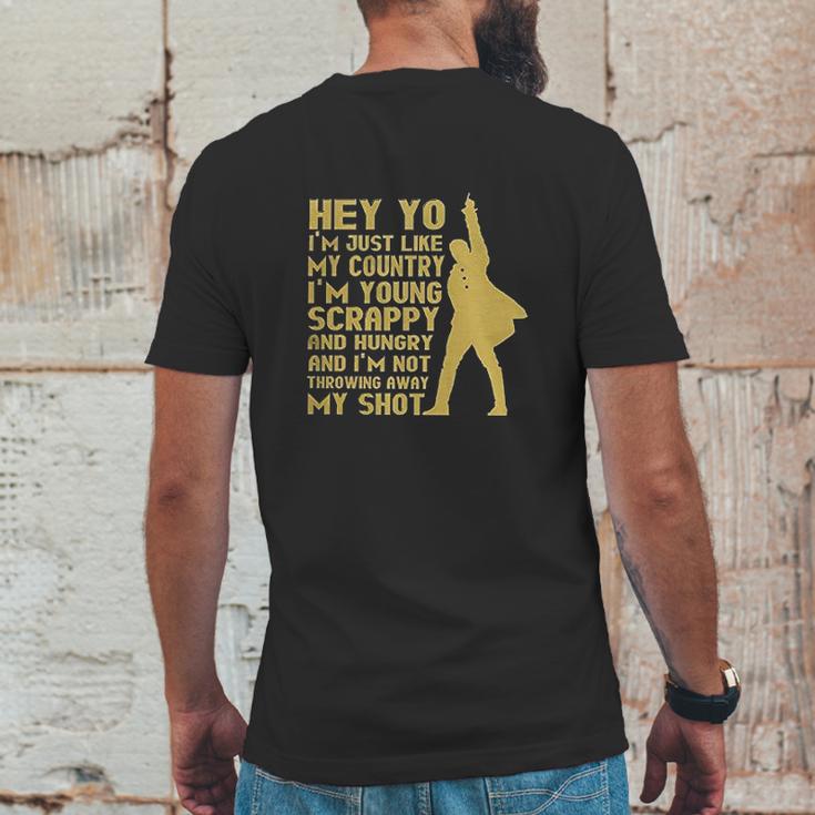 Hey Yo I Am Not Throwing Away My Shot Hamilton Musical Founding Mens Back Print T-shirt Funny Gifts