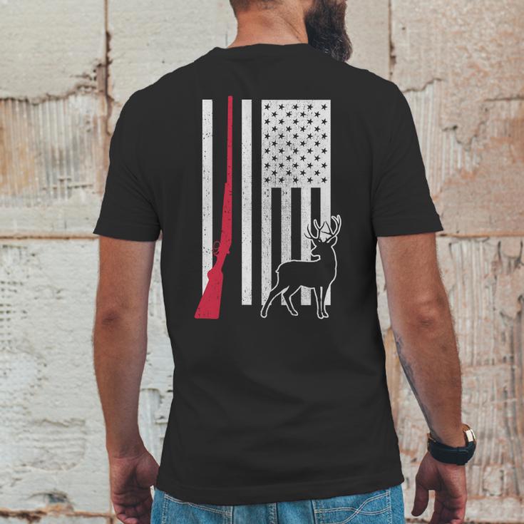 Hunting Deer Rifle Flag Mens Back Print T-shirt Funny Gifts