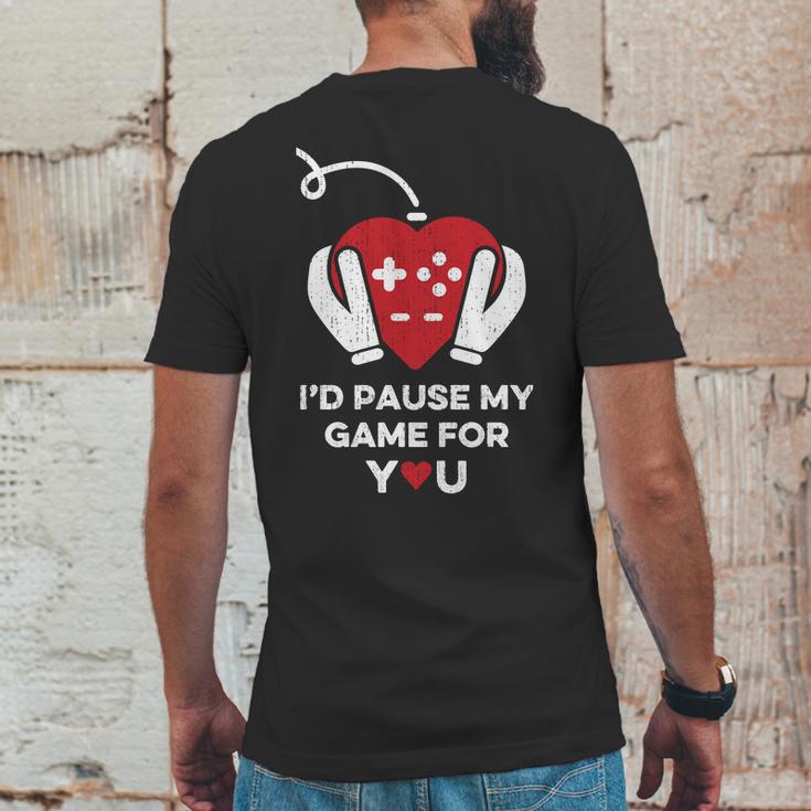 Id Pause My Game For You Valentines Day Controller Mens Back Print T-shirt Funny Gifts