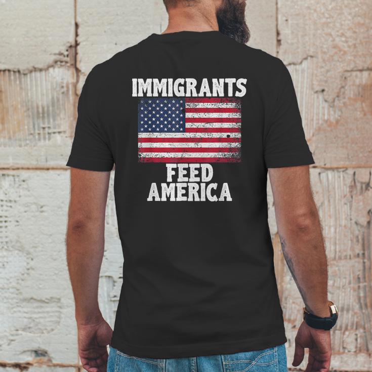 Immigrants Feed America With America Flag Mens Back Print T-shirt Funny Gifts