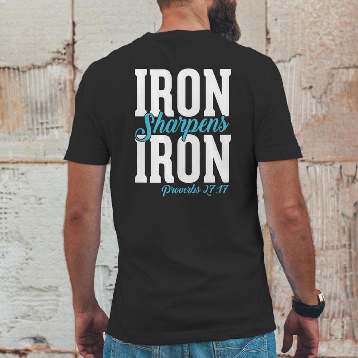 Iron Sharpens Iron Proveb Mens Back Print T-shirt Funny Gifts