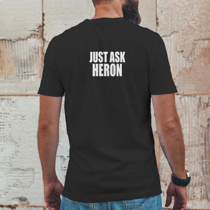 Just Ask Heron T-Shirts Mens Back Print T-shirt Funny Gifts