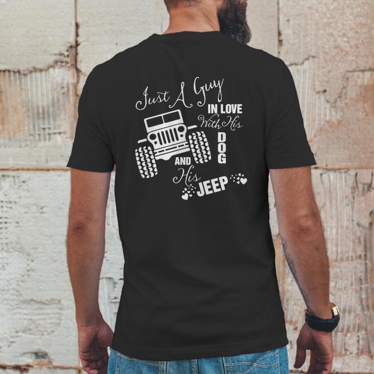 Just A Guy In Love With His Dog And His Jeep Mens Back Print T-shirt Funny Gifts