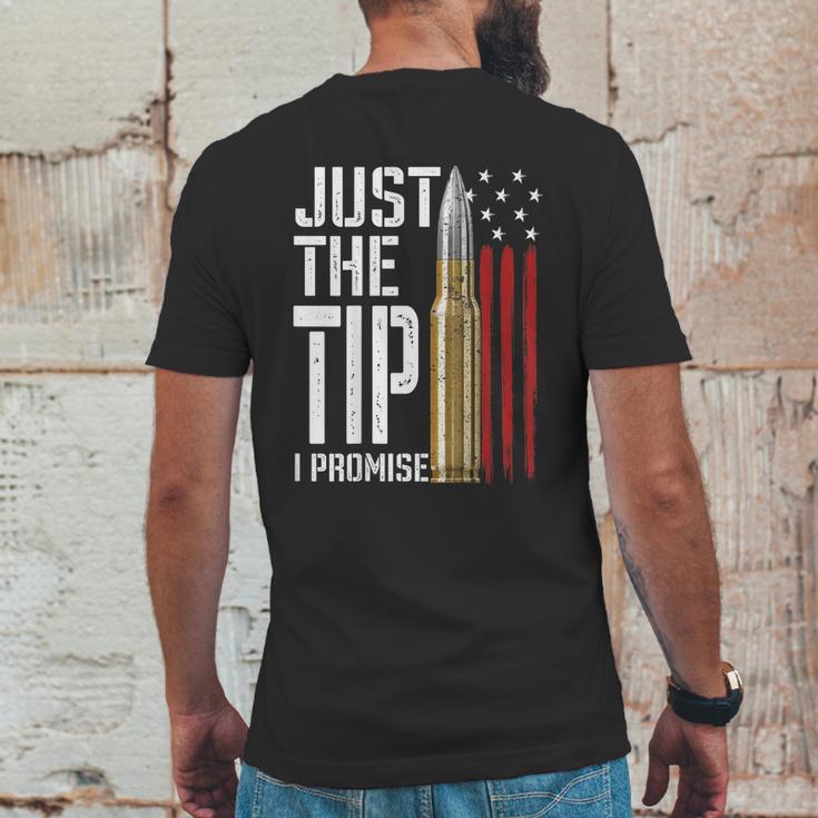 Just The Tip I Promise Bullet American Flag Gun Lover Back Graphic Design Printed Casual Daily Basic Mens Back Print T-shirt Funny Gifts