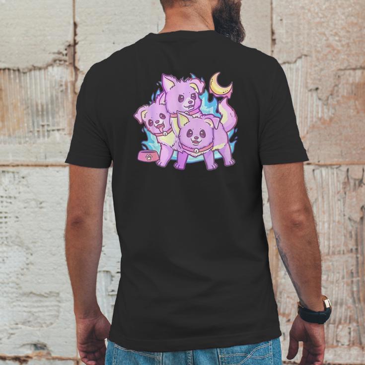 Kawaii Pastel Goth 3 Headed Dog Anime Mens Back Print T-shirt Funny Gifts