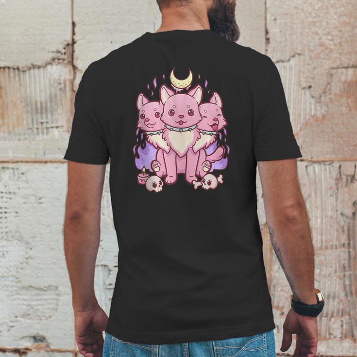 Kawaii Pastel Goth Cute Creepy 3 Headed Dog Mens Back Print T-shirt Funny Gifts