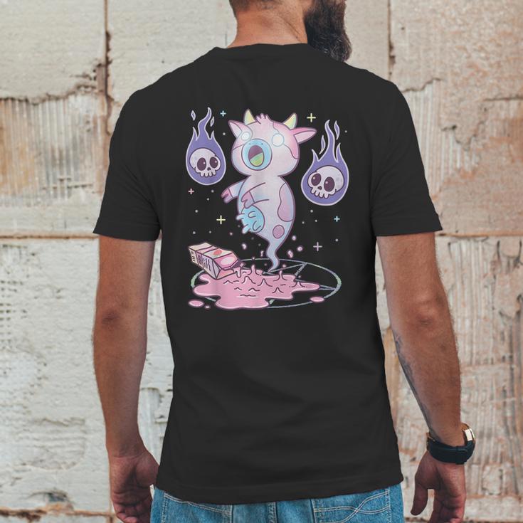 Kawaii Pastel Goth Cute Creepy Strawberry Milk Ghost Cow Graphic Design Printed Casual Daily Basic Mens Back Print T-shirt Funny Gifts