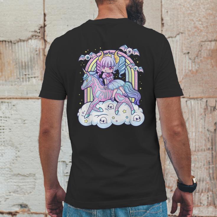 Kawaii Pastel Goth Cute Creepy Sugar Skull Unicorn Mens Back Print T-shirt Funny Gifts