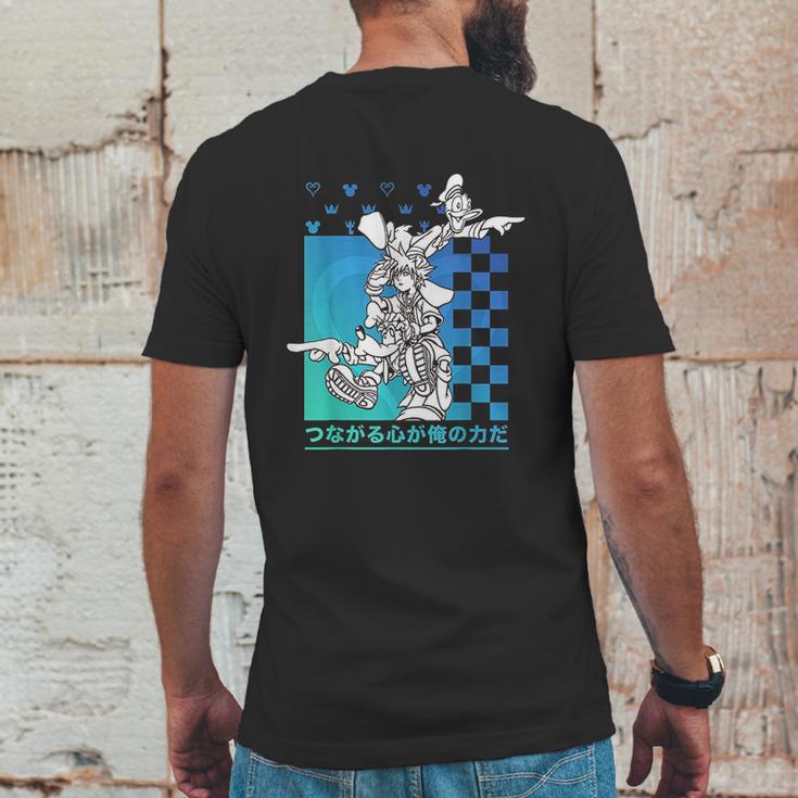 Kingdom Hearts Sora Donald Goofy Kanji Checkerboard Mens Back Print T-shirt Funny Gifts