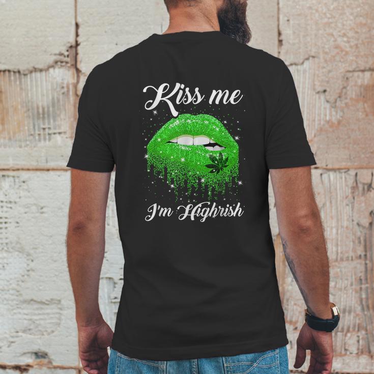 Kiss Me Im Highrish 420 Cannabis Marijuana Weed Lips Gift Graphic Design Printed Casual Daily Basic Mens Back Print T-shirt Funny Gifts