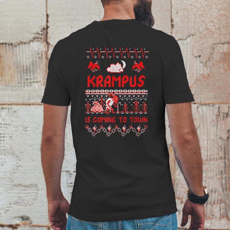 Krampus Is Coming To Town Xmas Ugly Mens Back Print T-shirt Funny Gifts