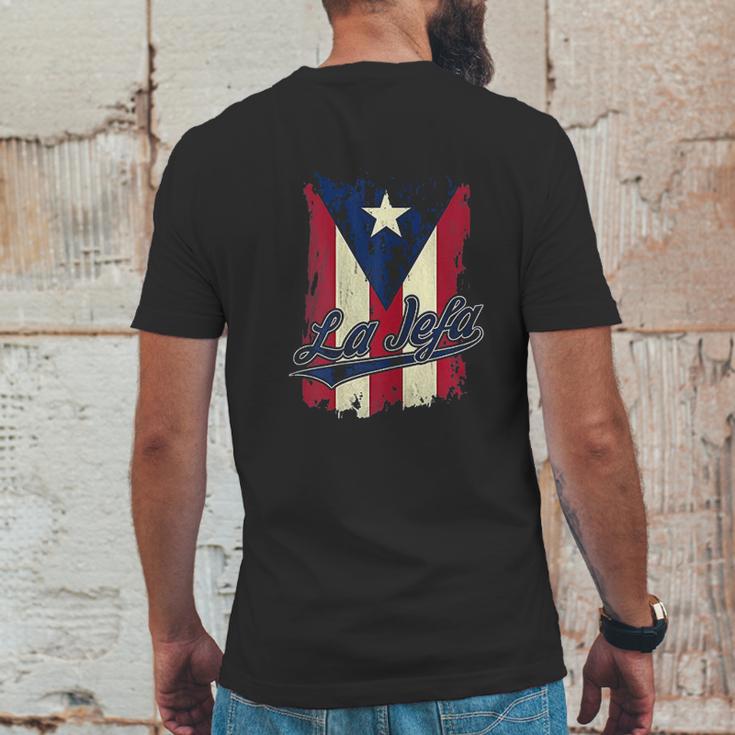 La Jefa Puerto Rico Flag Mens Back Print T-shirt Funny Gifts