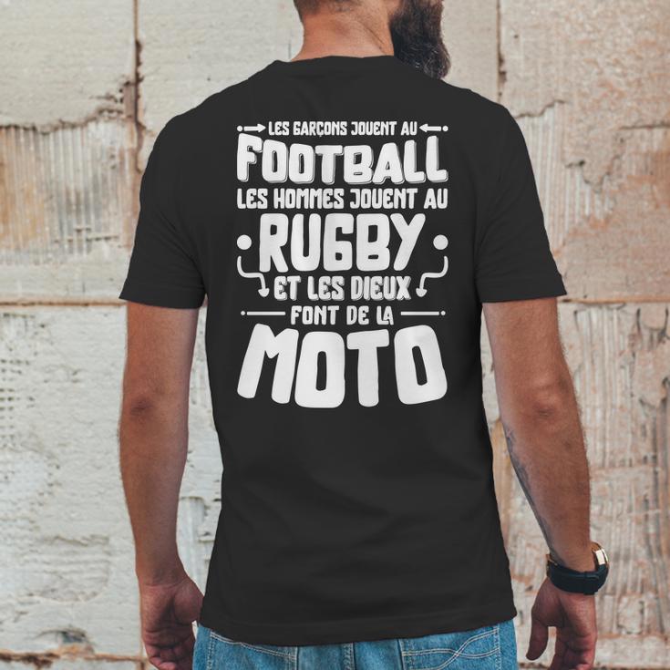 Les Garcons Jouent Au Football Les Hommes Jouent Au Rugby Es Les Dieux Font De La Moto Mens Back Print T-shirt Funny Gifts