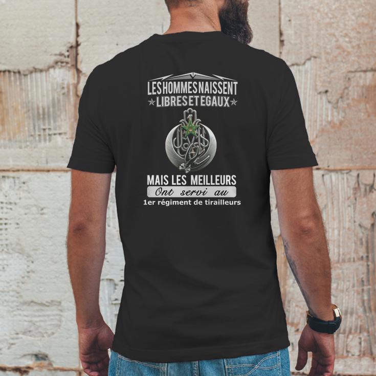 Les Hommes Naissent Libreset Egaux Mais Les Meilleurs Ont Servi Au 1Er Regiment De Tirailleurs Mens Back Print T-shirt Funny Gifts