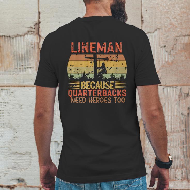 Lineman Because Quarterbacks Need Heroes Too Vintage Electric Cable Mens Back Print T-shirt Funny Gifts