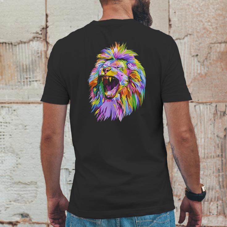 Lion Head Colorful Mens Back Print T-shirt Funny Gifts