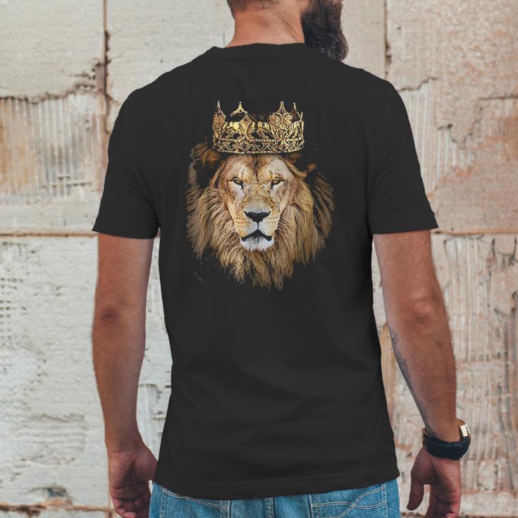 Lion Head Golden Crown Art Canvas King Mens Back Print T-shirt Funny Gifts