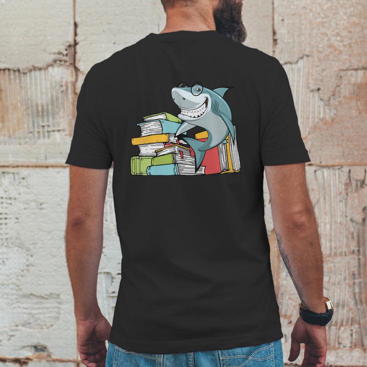 I Love Books Chibi Anime Shark Shirts Book Lover Mens Back Print T-shirt Funny Gifts