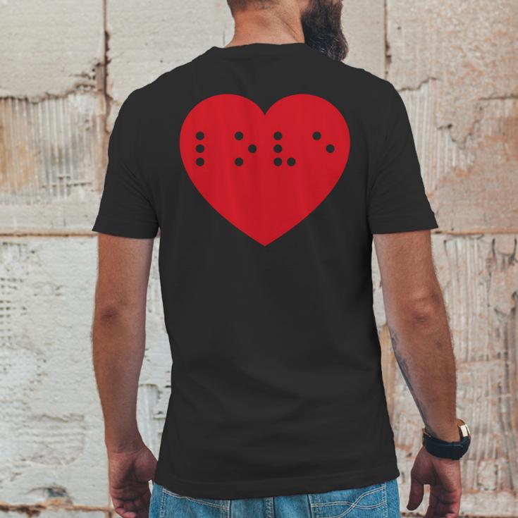 Love In Braille Inside Big Red Heart Uncontracted Valentine Mens Back Print T-shirt Funny Gifts