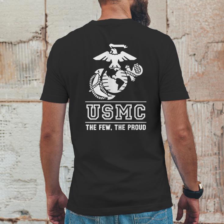 Lucky Ride Marines Usmc The Few The Proud White Emblem F And B Mens Back Print T-shirt Funny Gifts