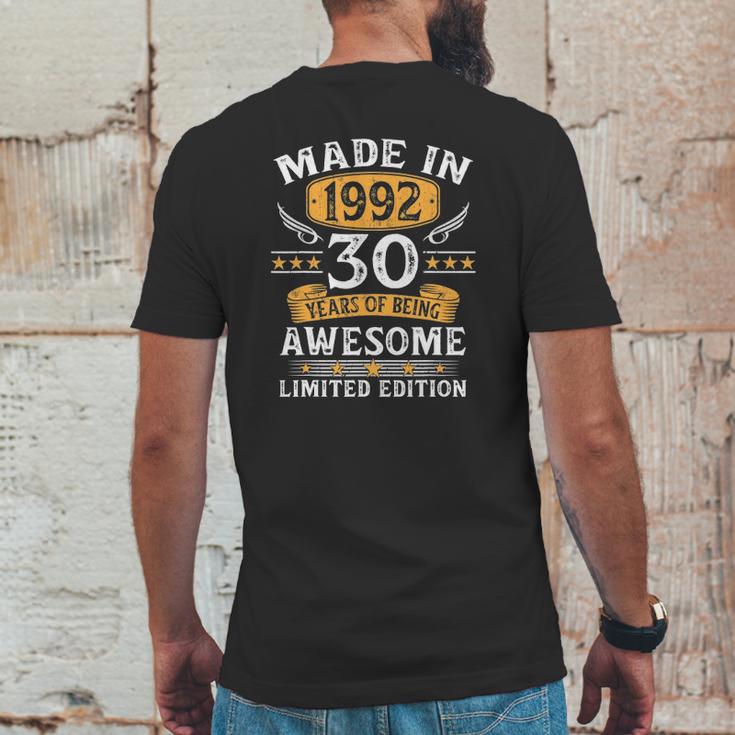 Made In 1992 30 Years Old Gifts 30Th Birthday Gift For Men Mens Back Print T-shirt Funny Gifts