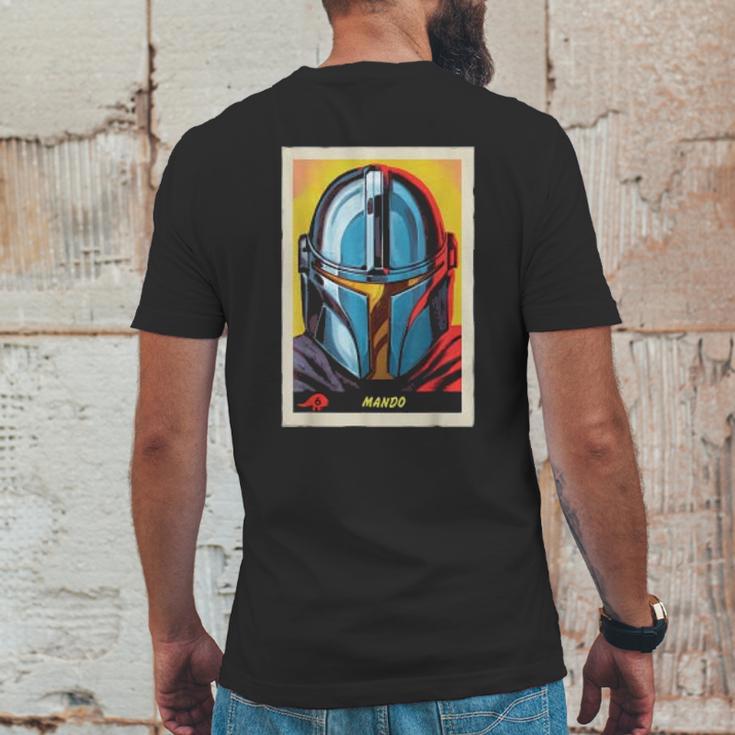 The Mandalorian Mando Trading Card Mens Back Print T-shirt Funny Gifts