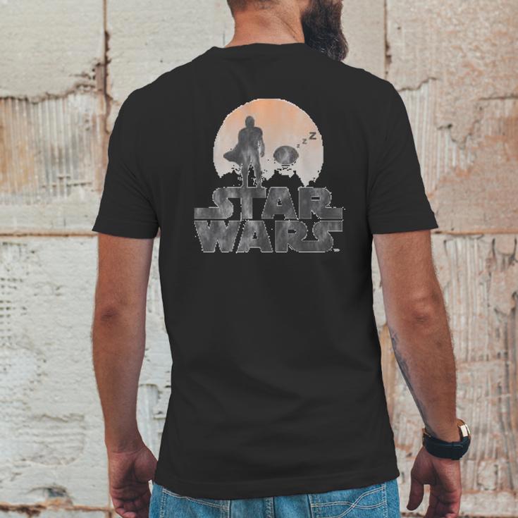 The Mandalorian Sleeping Child Silhouette Mens Back Print T-shirt Funny Gifts