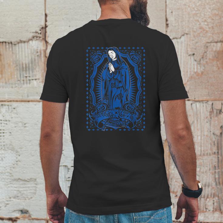 Mary Guadalupe Blue Tattoo Mexico Art Mens Back Print T-shirt Funny Gifts