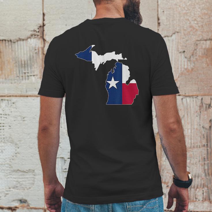 Michigan State Map Texas Flag Mens Back Print T-shirt Funny Gifts