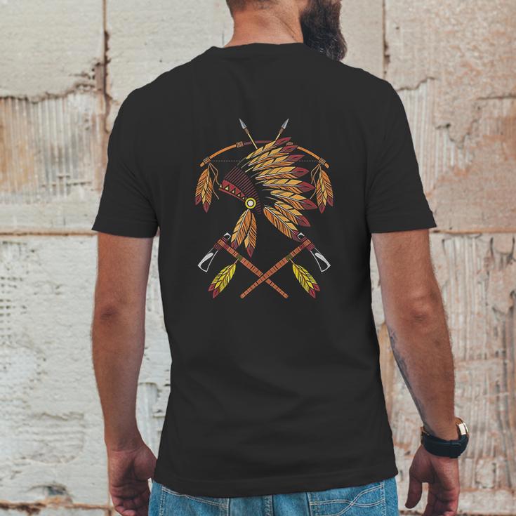 Native American War Bonnet Bow Arrows Feathers And Tomahawk Mens Back Print T-shirt Funny Gifts