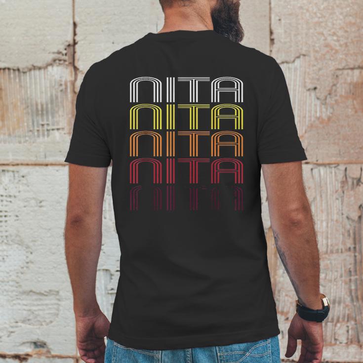 Nita Retro Wordmark Pattern Vintage Style Mens Back Print T-shirt Funny Gifts