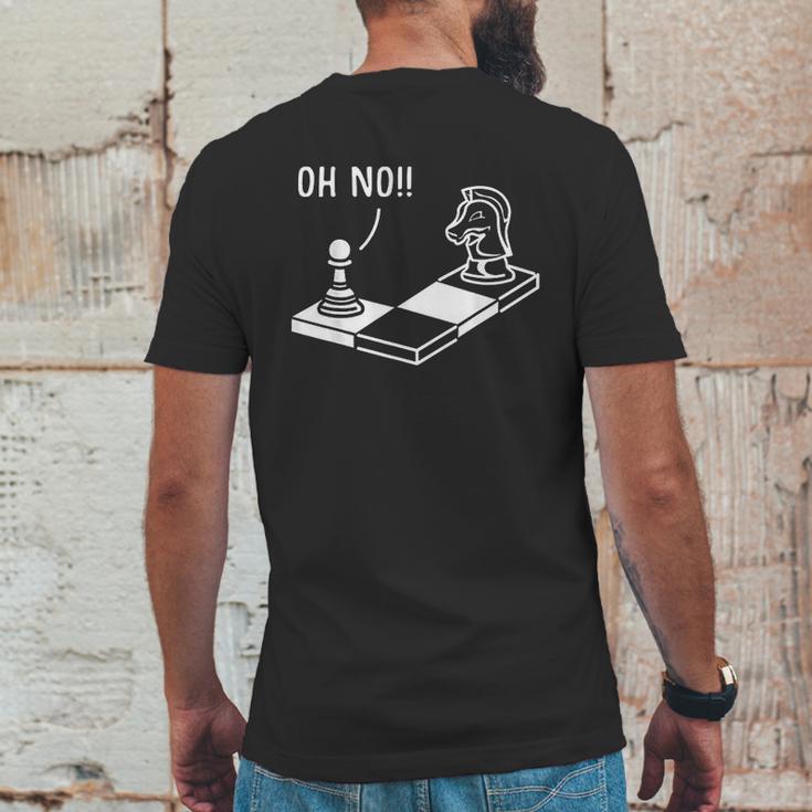 Oh No Knight To Pawn Funny Chess Player Gift Idea Board Game Mens Back Print T-shirt Funny Gifts