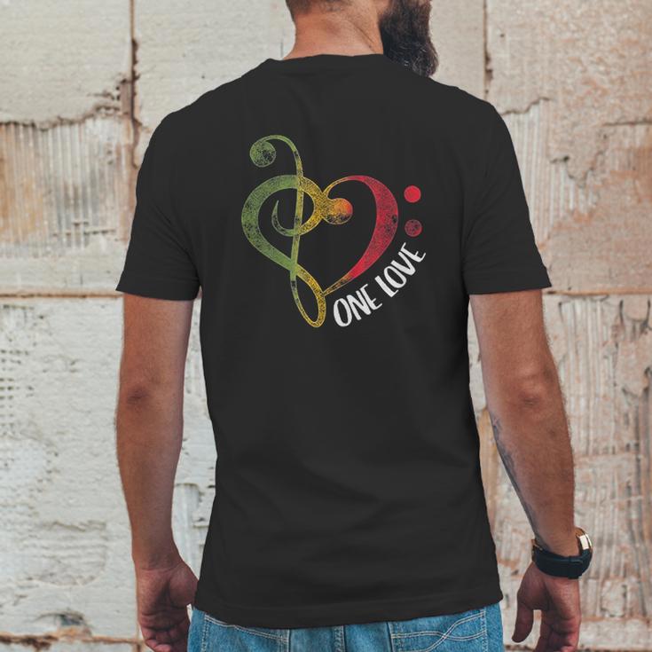 One Love Treble Bass Clef Heart Reggae Musician Mens Back Print T-shirt Funny Gifts