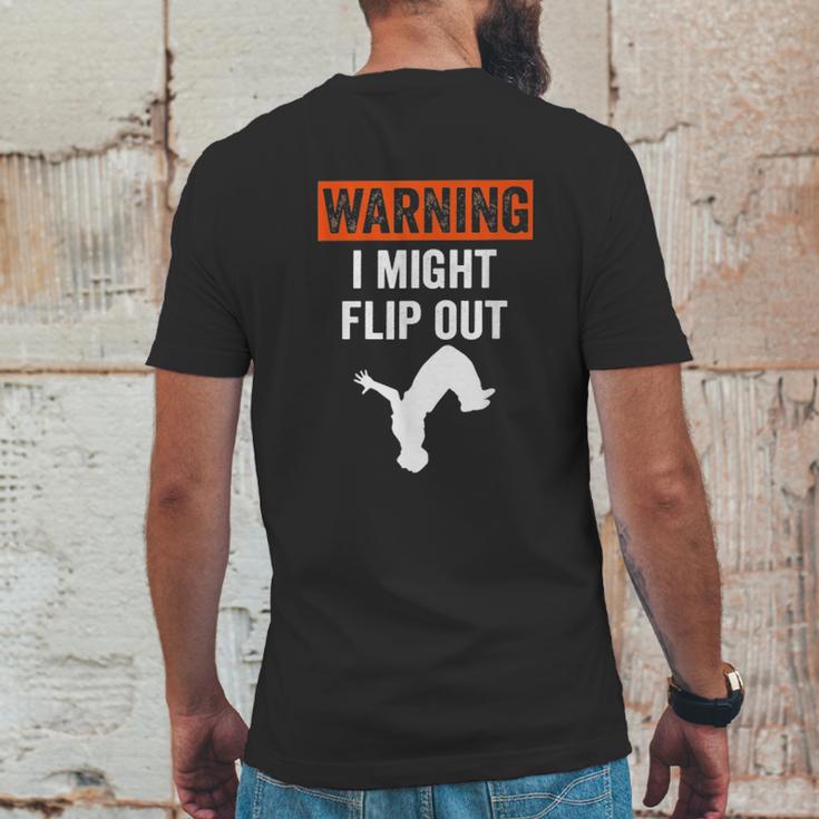 Parkour Clothing Apparel Warning I Might Flip Out Mens Back Print T-shirt Funny Gifts