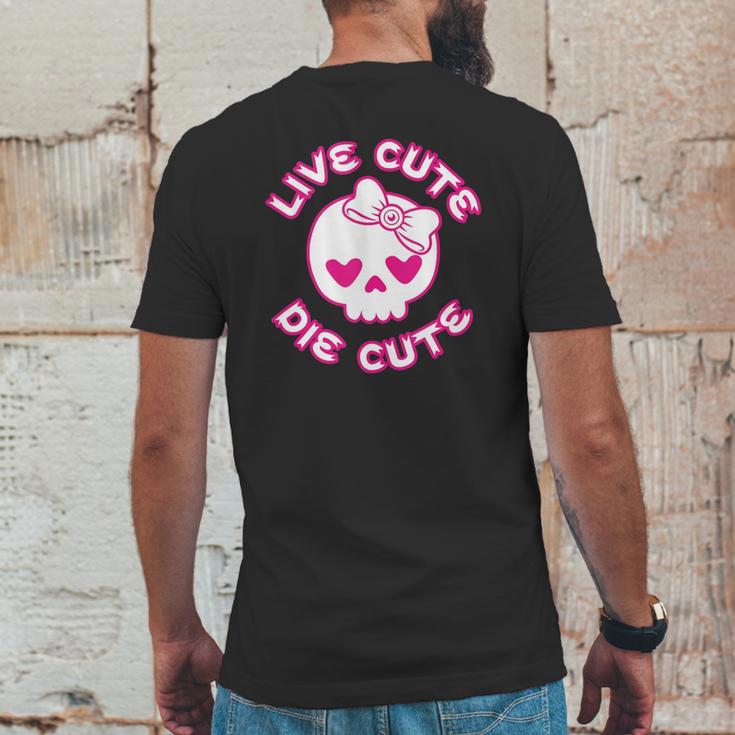 Pastel Goth Live Cute Die Cute Skull Bow And Heart Shape Mens Back Print T-shirt Funny Gifts