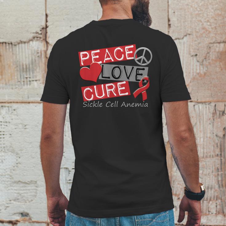 Peace Love Cure Sickle Cell Anemia Mens Back Print T-shirt Funny Gifts