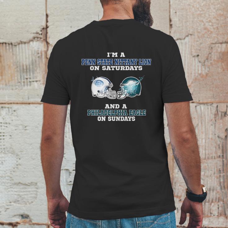 Im A Penn State Nittany Lion On Saturdays And A Philadelphia Eagle On Sundays Shirt Mens Back Print T-shirt Funny Gifts