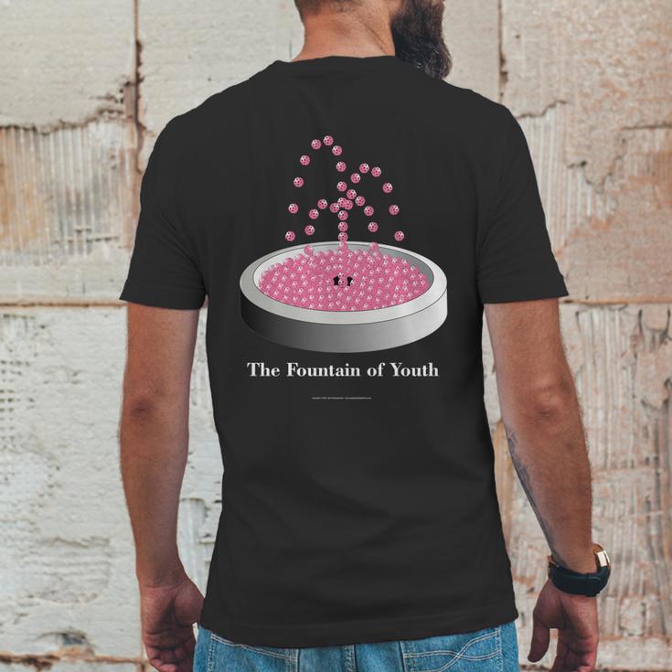 Pickleball Fountain Pink Mens Back Print T-shirt Funny Gifts